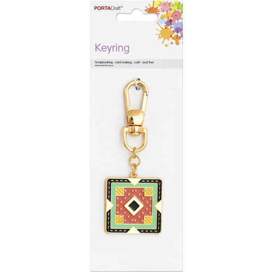 Keyring Aqua Quilt 66x71mm