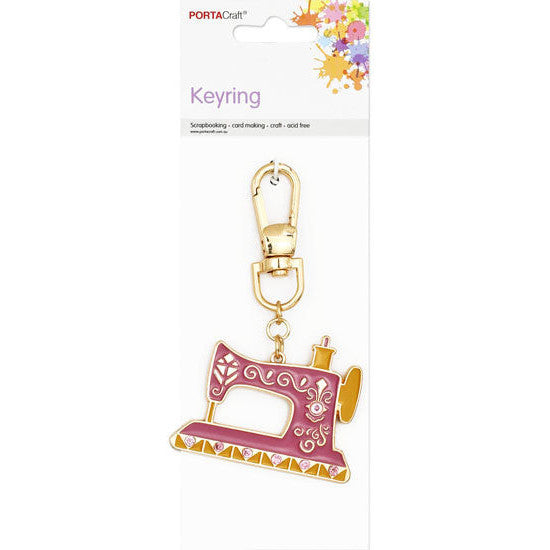 Keyring Sewing Machine Pink 48x71mm