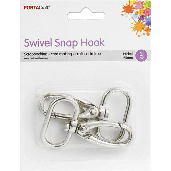 Swivel Snap Hooks 25mm 2pk Nickel