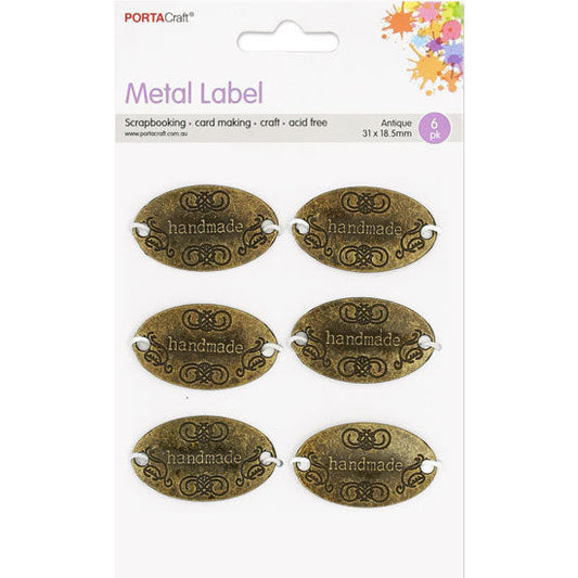 Labels Metal 31x18.5mm 6pk Handmade