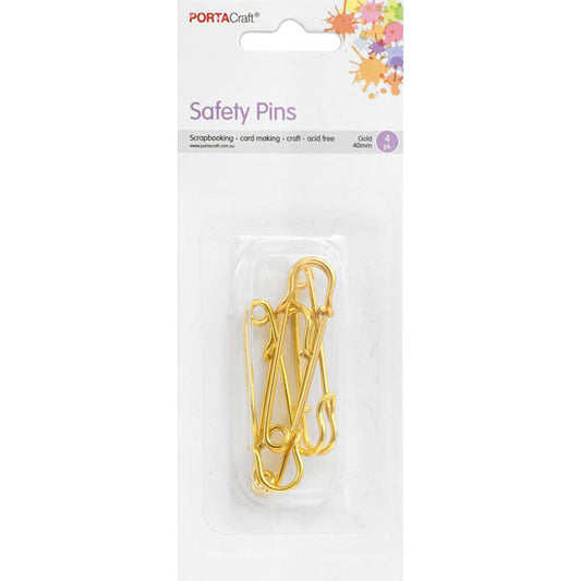 Craft Pins 40mm 4pk Gold