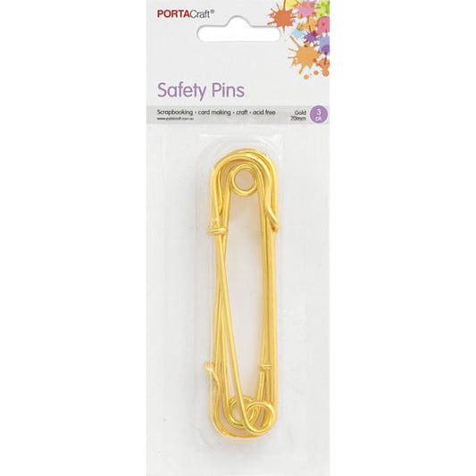 Craft Pins 70mm 3pk Gold