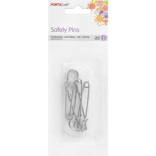 Craft Pins 40mm 4pk Nickel