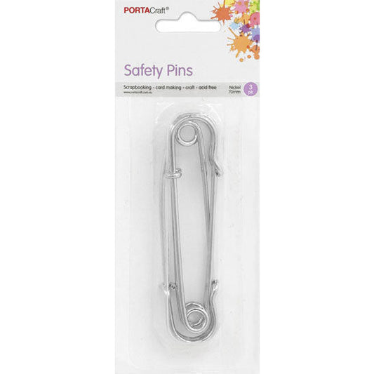 Craft Pins 70mm 3pk Nickel