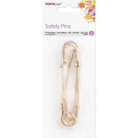 Craft Pins 70mm 3pk Rose Gold