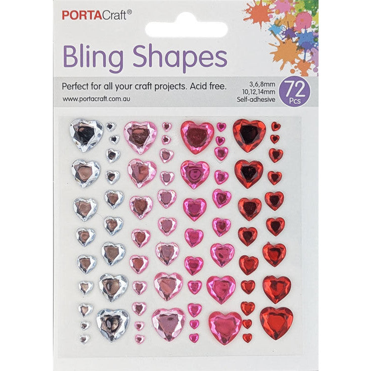 Rhinestone Sheet Hearts 3-14mm 72pk