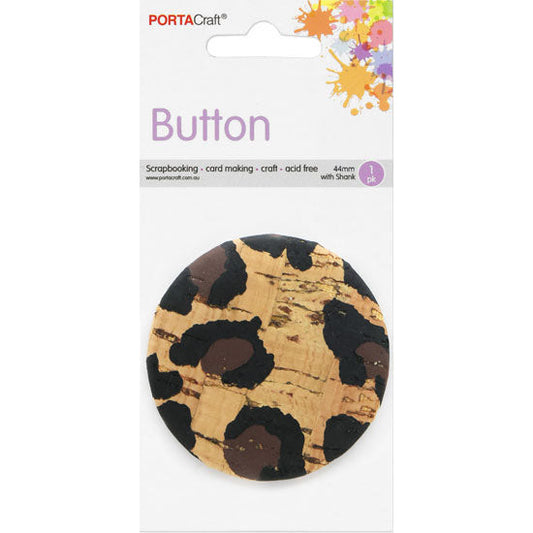 Buttons w Shank 44mm 1pk Cork Style Cheetah
