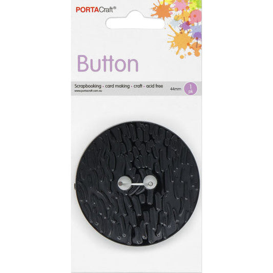 Buttons Round 44mm 1pk Embossed Shiny Black
