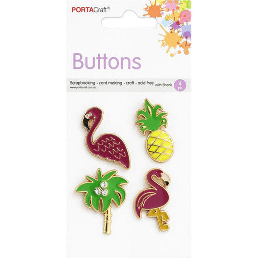 Buttons w Shank Asst 4pk Tropical
