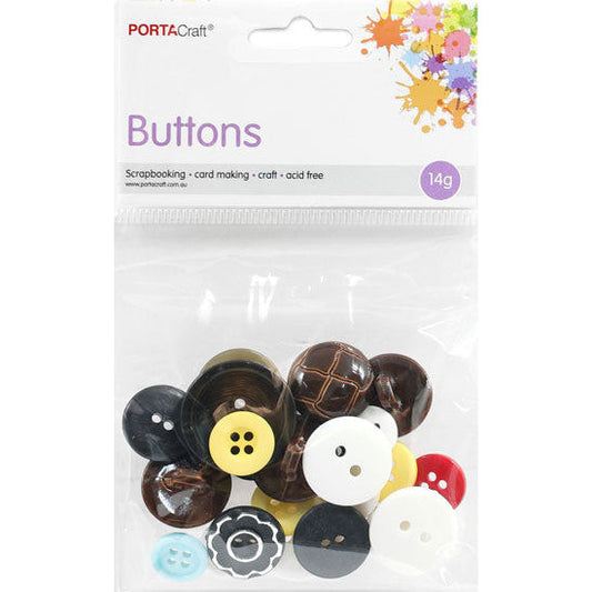 Buttons Round Asst 14g Essential