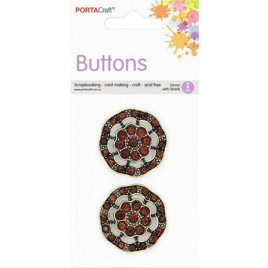 Buttons w Shank 24mm 2pk RStone Wheel Burnt Orange