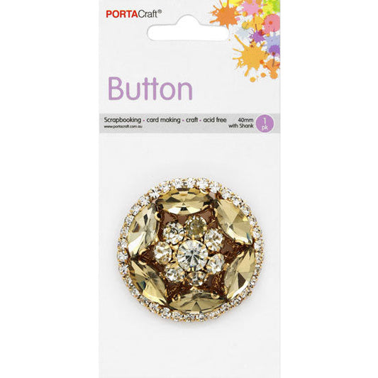 Buttons w Shank 40mm 1pk Rstone Dome Rose Gold