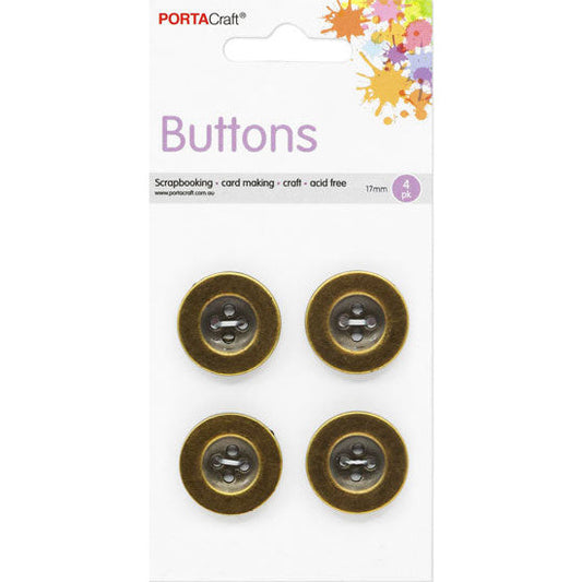Buttons Round 17mm 4pk Antique