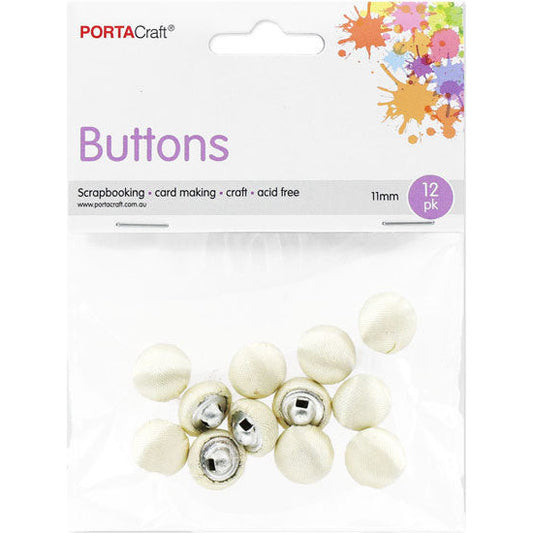 Buttons w Shank Satin 11mm 12pk Ivory