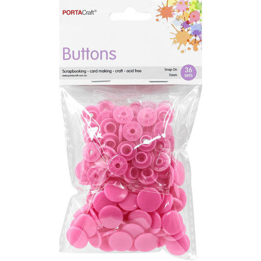 Fasteners Snap On 11mm 36 Sets Pink