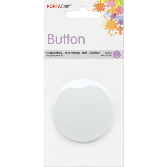 Buttons w Shank 38mm 1pk Round Smooth White