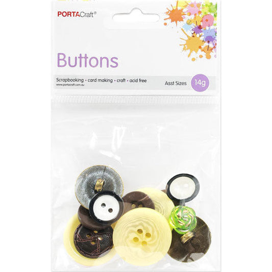 Buttons Round Asst 14g Vintage