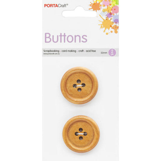 Buttons Round 22mm 2pk Wooden Cherry
