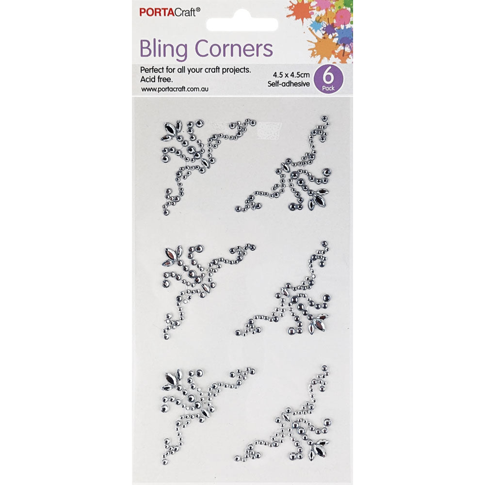 Rhinestone Bling Corners 6pk - Clear