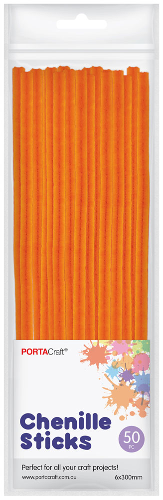 Chenille Stems 6mm 50pk - Tangerine