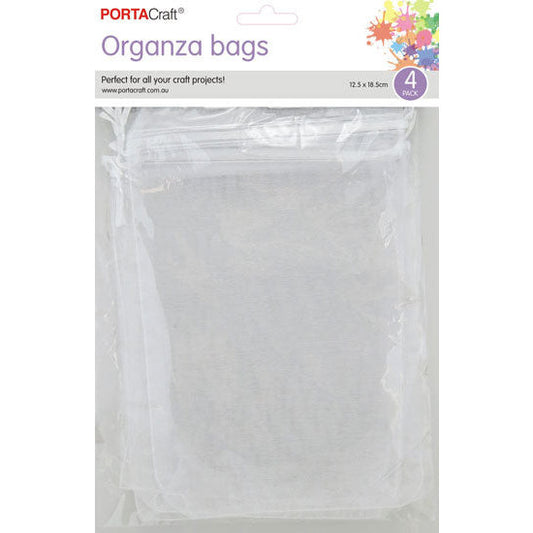Organza Bags 125x185mm 4pk  01 White