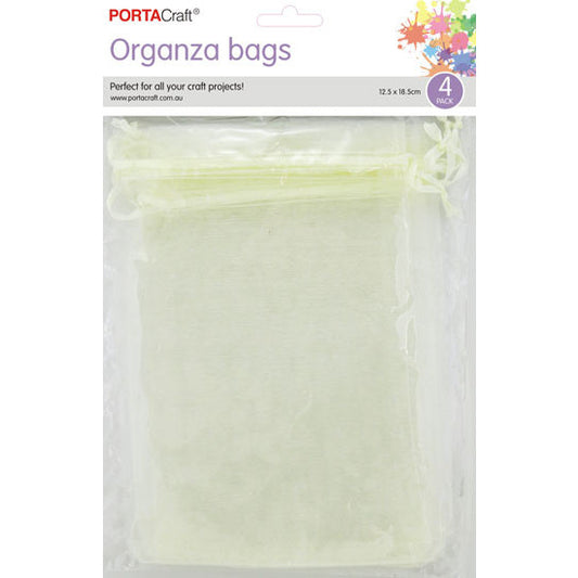 Organza Bags 125x185mm 4pk  04 Ivory