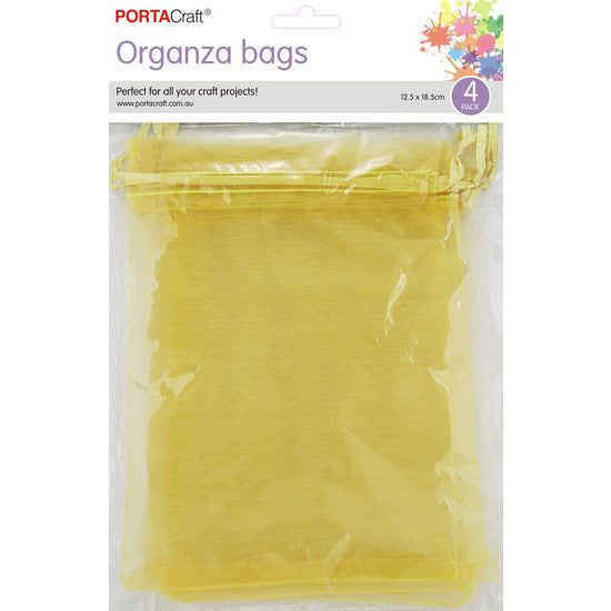Organza Bags 125x185mm 4pk 05 Gold
