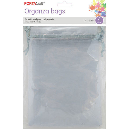 Organza Bags 125x185mm 4pk 06 Silver