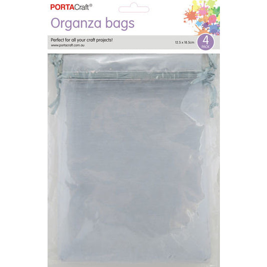 Organza Bags 125x185mm 4pk  06 Silver