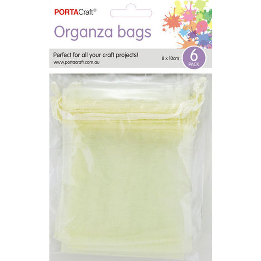 Organza Bags  80x100mm 6pk  04 Ivory