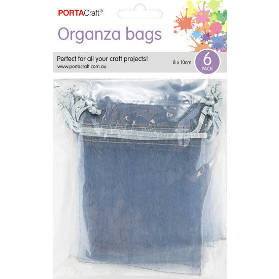 Organza Bags  80x100mm 6pk  06 Silver