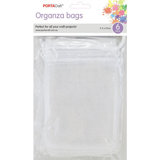 Organza Bags  95x150mm 6pk  01 White