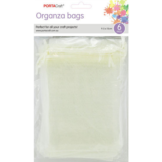Organza Bags 95x150mm 6pk 04 Ivory