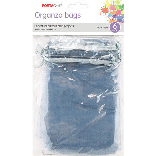 Organza Bags  95x150mm 6pk  06 Silver