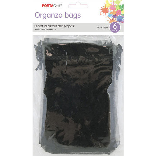 Organza Bags  95x150mm 6pk  07 Black