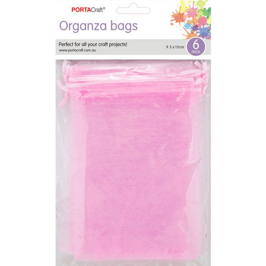 Organza Bags  95x150mm 6pk  11 Baby Pink