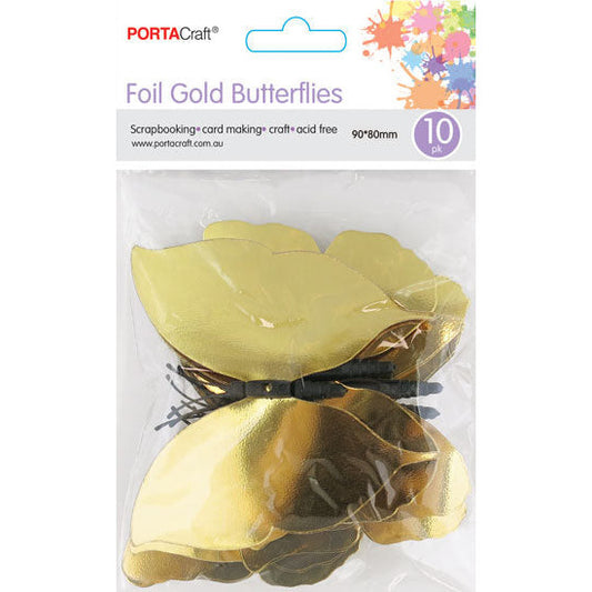 Foil Gold Butterflies 90x80mm 10pk