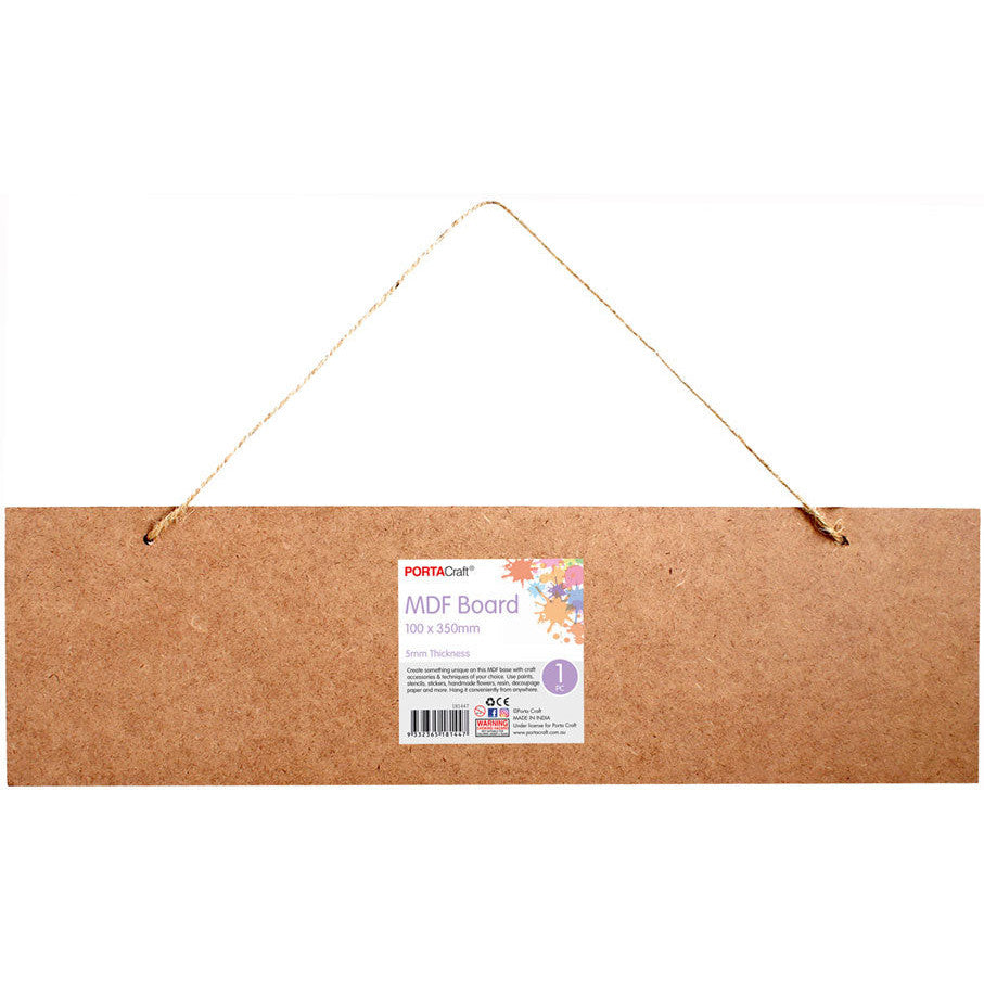 MDF Hanging Board Rectangle 100x350mm 5mm 1pk