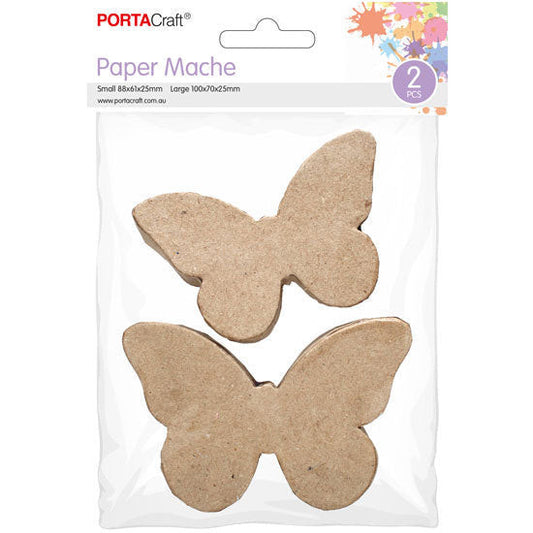 Paper Mache Butterflies 2pk 9x6x2.5cm & 10x7x2.5cm