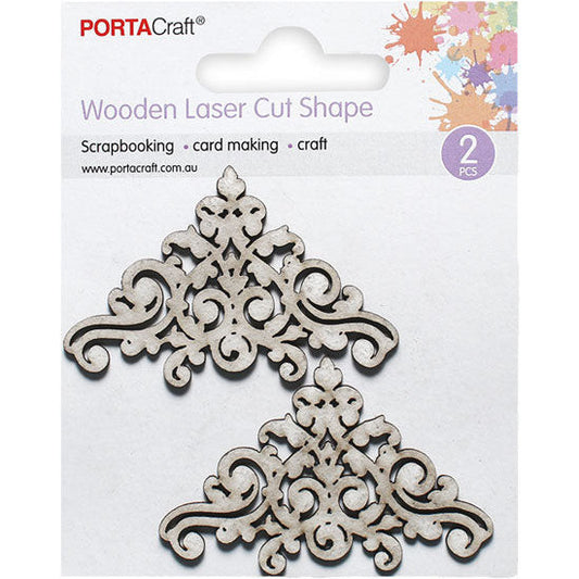 Laser Cut  CB Damask Corner 70x45mm 2pk