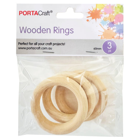 Wooden Rings 60mm 3pk