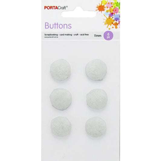 Buttons w Shank Velvet 11mm 6pk Round White