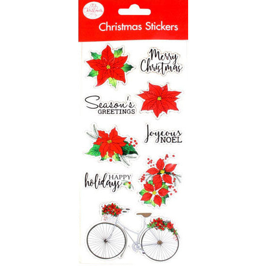 Poinsettia Christmas Stickers