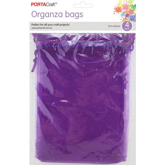 Organza Bags 125x185mm 4pk  08 Purple