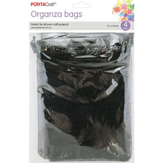Organza Bags 125x185mm 4pk 07 Black