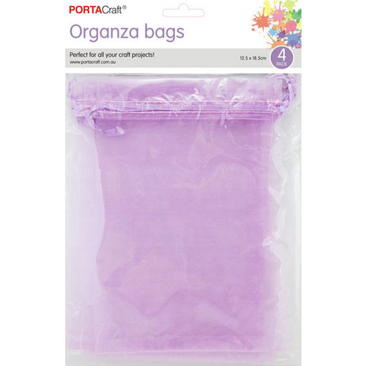 Organza Bags 125x185mm 4pk  09 Lavender