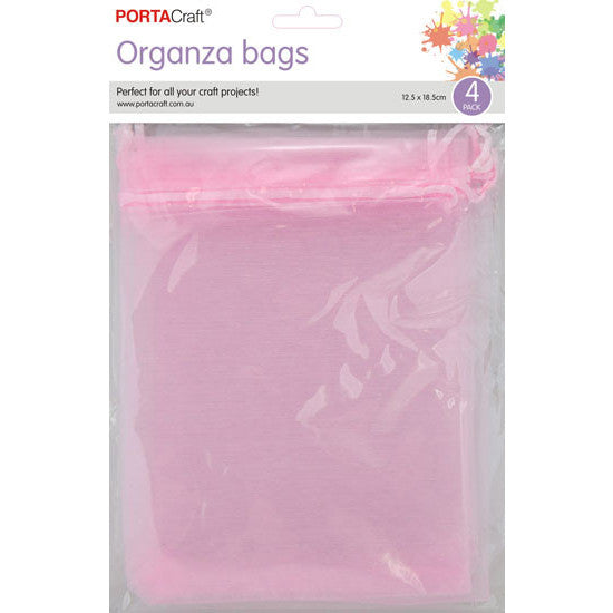 Organza Bags 125x185mm 4pk 11 Baby Pink