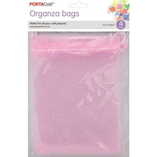 Organza Bags 125x185mm 4pk  11 Baby Pink