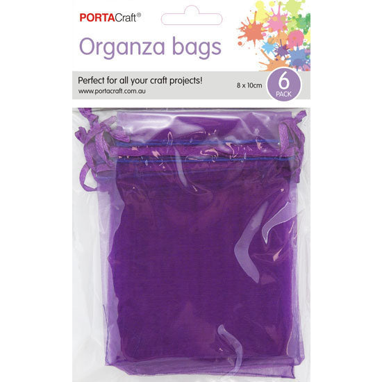 Organza Bags  80x100mm 6pk  08 Purple