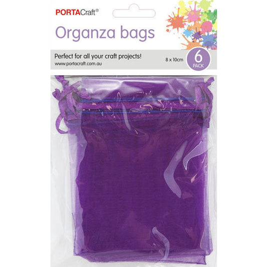 Organza Bags  80x100mm 6pk  08 Purple
